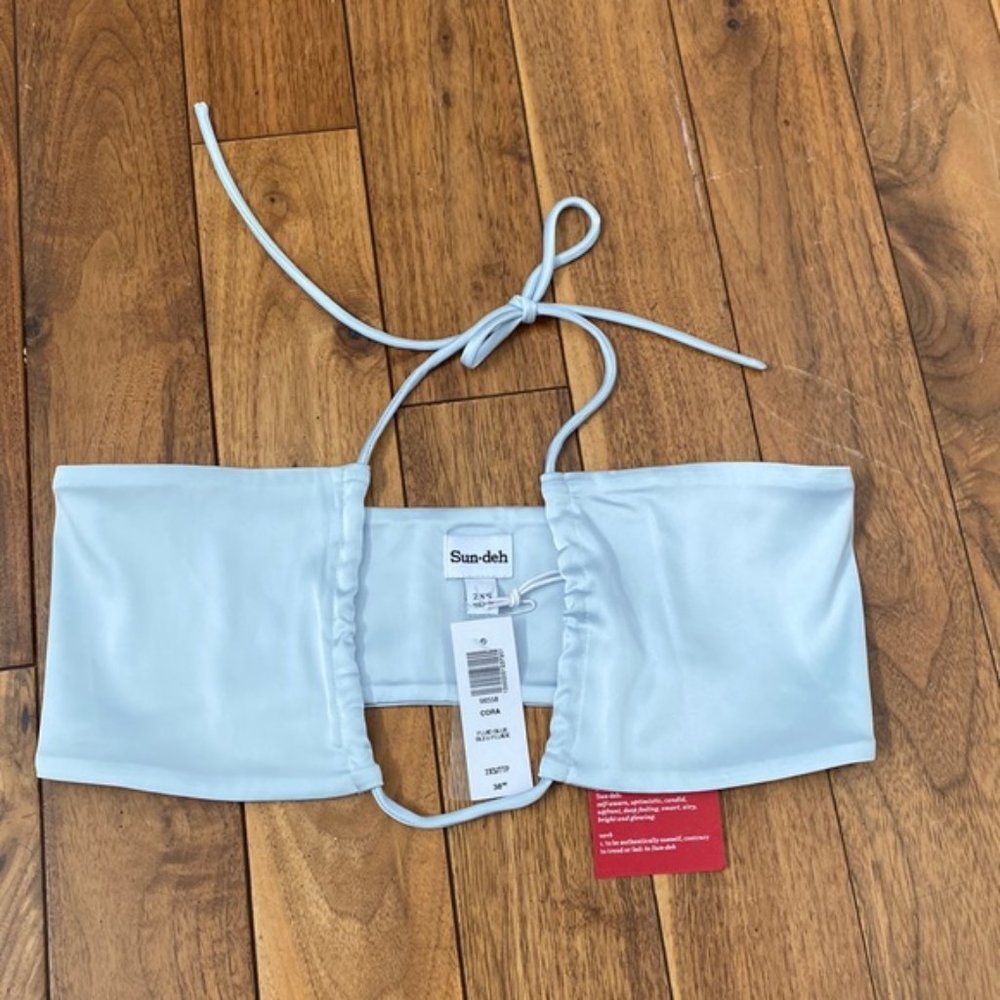 Aritzia Sun-Deh Light Blue Satin Cora Top Size XXS - Picture 4 of 7